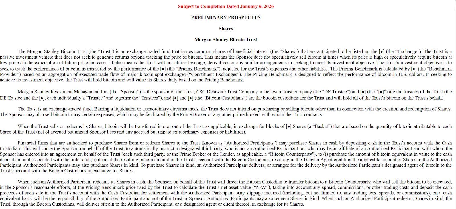 مورغان ستانلي يقدّم نماذج S-1 لصناديق ETF لبيتكوين وسولانا في أحدث دفعة نحو الكريبتو