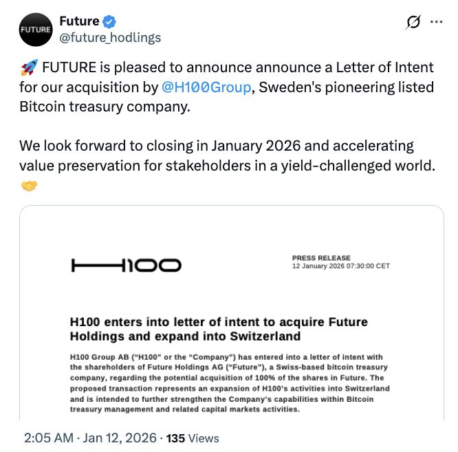 شركة Future Holdings المدعومة من آدم باك تتجه للاستحواذ عليها من قبل H100