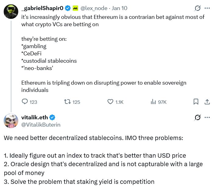 فيتاليك بوتيرين: إيثريوم تحتاج إلى عملات مستقرة لامركزية أفضل لتحقيق استقلال مالي حقيقي