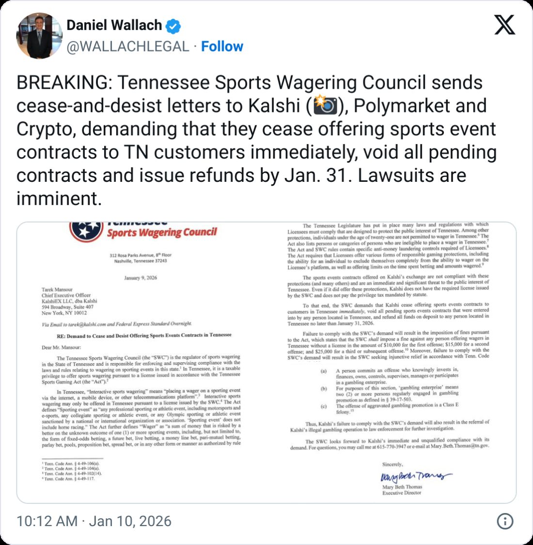 قاضٍ فيدرالي يوقف مؤقتًا إجراءً من ولاية تينيسي ضد منصة Kalshi إلى حين عقد جلسة بشأن أمر قضائي