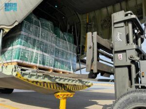 الطائرة الإغاثية السعودية الـ79 تصل العريش دعمًا لقطاع غزة