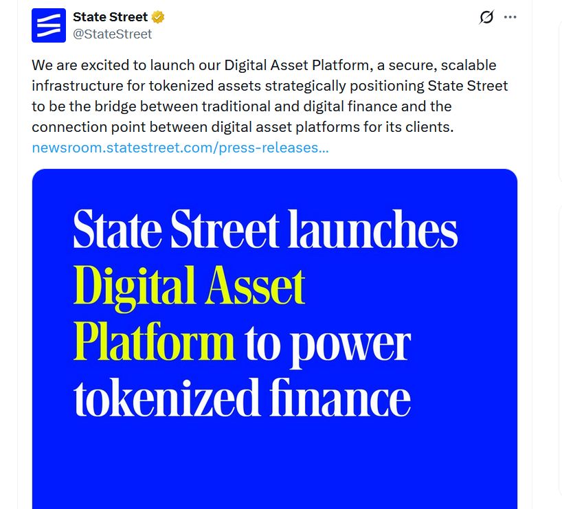 State Street تطلق أدوات جديدة لترميز الأصول الرقمية