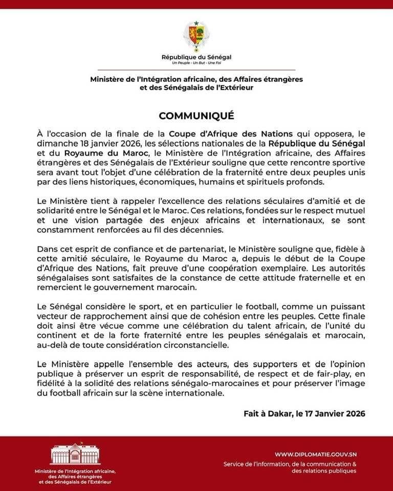 وزارة خارجية السنغال: نشكر حكومة المغرب ومرتاحون لاستمرارية النهج الأخوي