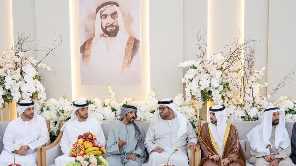 محمد بن حمدان بن زايد يحضر حفل استقبال بمناسبة زفاف سلطان علي الكتبي