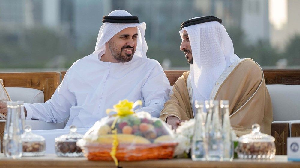 ذياب بن محمد بن زايد وزايد بن محمد بن زايد يحضران حفل استقبال بمناسبة زفاف زايد حسن المنصوري