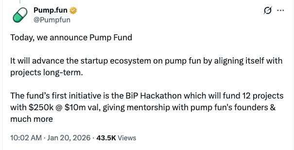 منصة Pump.fun تطلق ذراعا استثمارية باسم “Pump Fund”