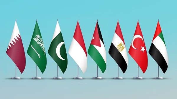 بيان مشترك لوزراء خارجية الإمارات وتركيا ومصر والأردن وإندونيسيا وباكستان والسعودية وقطر