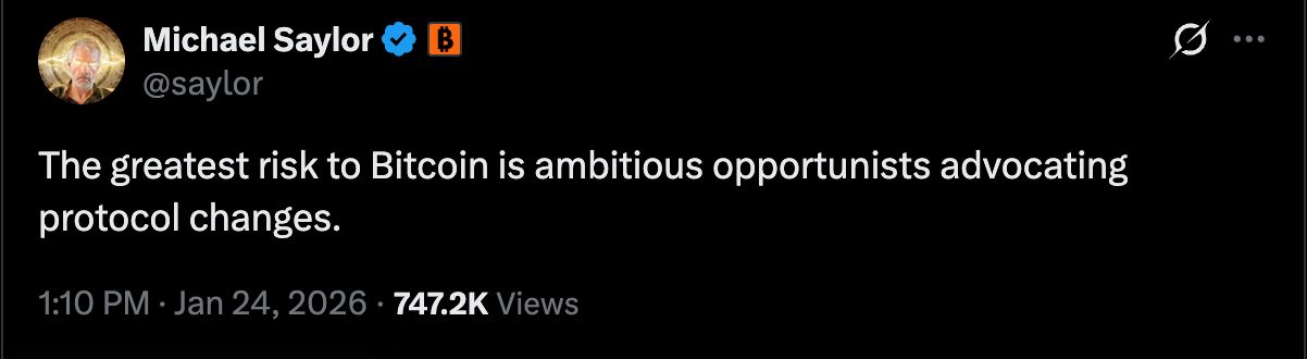 سايلور: “الانتهازيون” الدافعون لتغيير البروتوكول هم أكبر تهديد لبيتكوين