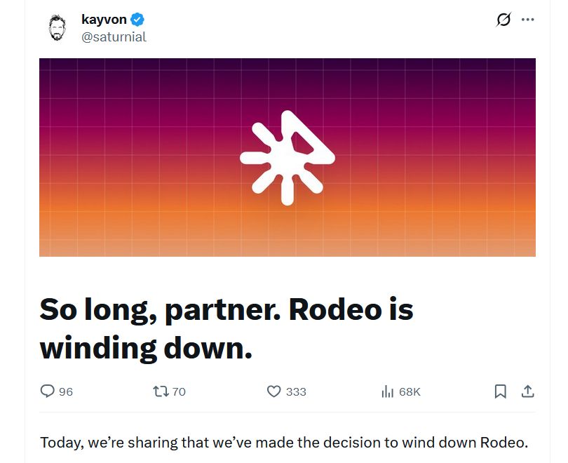 Rodeo تصبح ثاني منصة NFT تعلن الإغلاق هذا الأسبوع