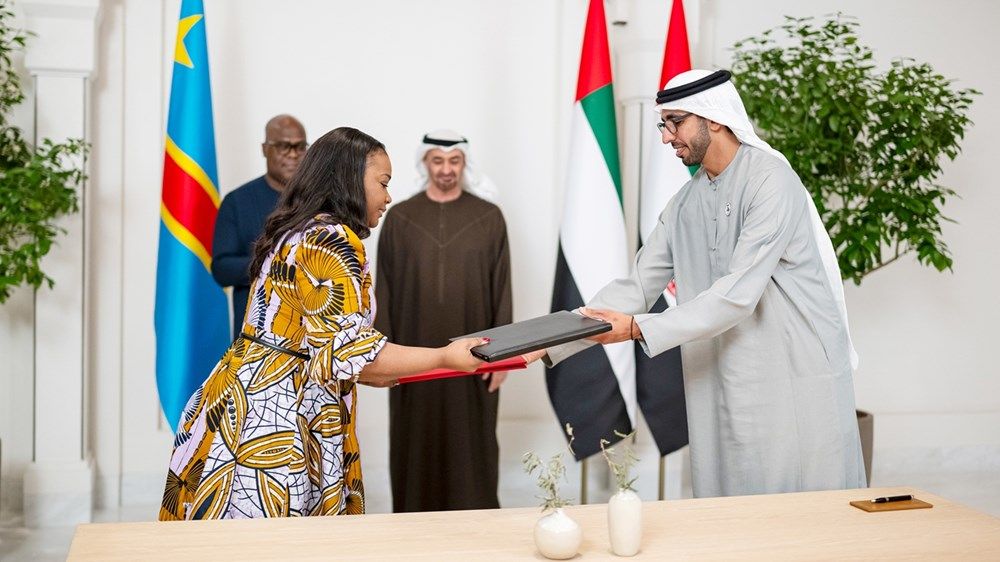 رئيس الدولة ورئيس جمهورية الكونغو الديمقراطية يشهدان توقيع اتفاقية الشراكة الاقتصادية الشاملة بين البلدين