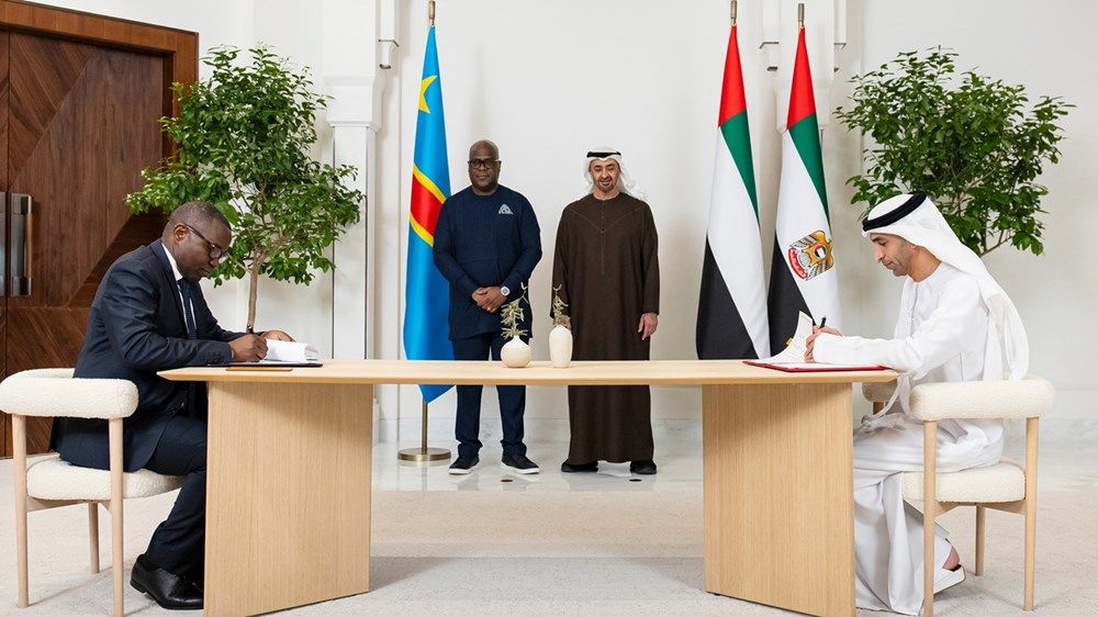 رئيس الدولة ورئيس جمهورية الكونغو الديمقراطية يشهدان توقيع اتفاقية الشراكة الاقتصادية الشاملة بين البلدين