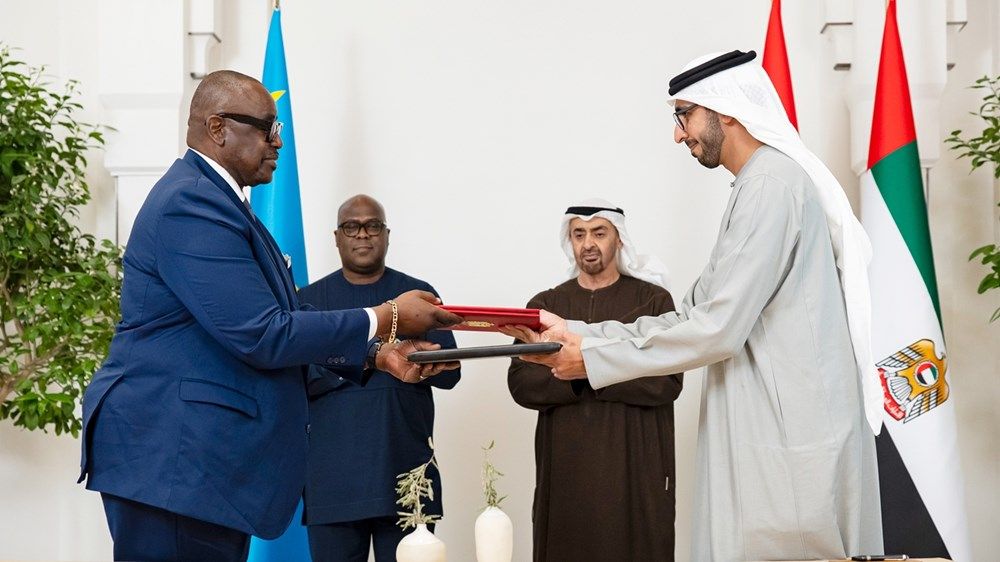 رئيس الدولة ورئيس جمهورية الكونغو الديمقراطية يشهدان توقيع اتفاقية الشراكة الاقتصادية الشاملة بين البلدين