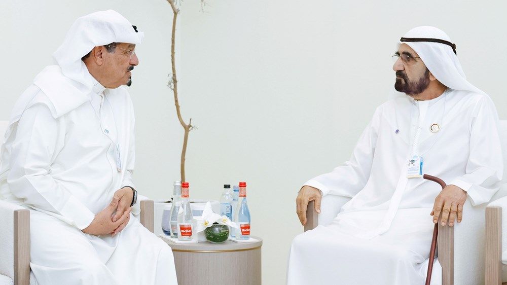 محمد بن راشد يلتقي أحمد عبد الله الأحمد الصباح خلال القمة العالمية للحكومات