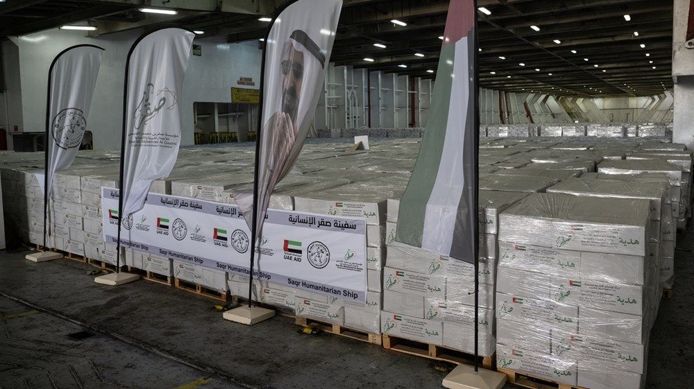 "سفينة صقر الإنسانية" تصل إلى ميناء العريش حاملة مساعدات لغزة