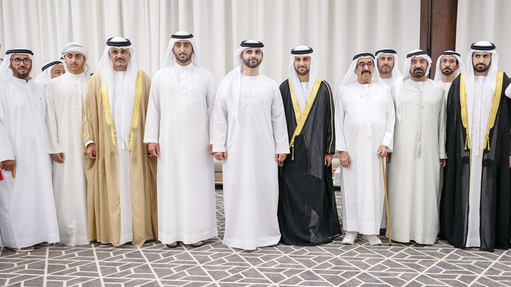 حمدان بن محمد ومكتوم بن محمد وأحمد بن محمد والشيوخ يحضرون أفراح بن سليمان والمهيري