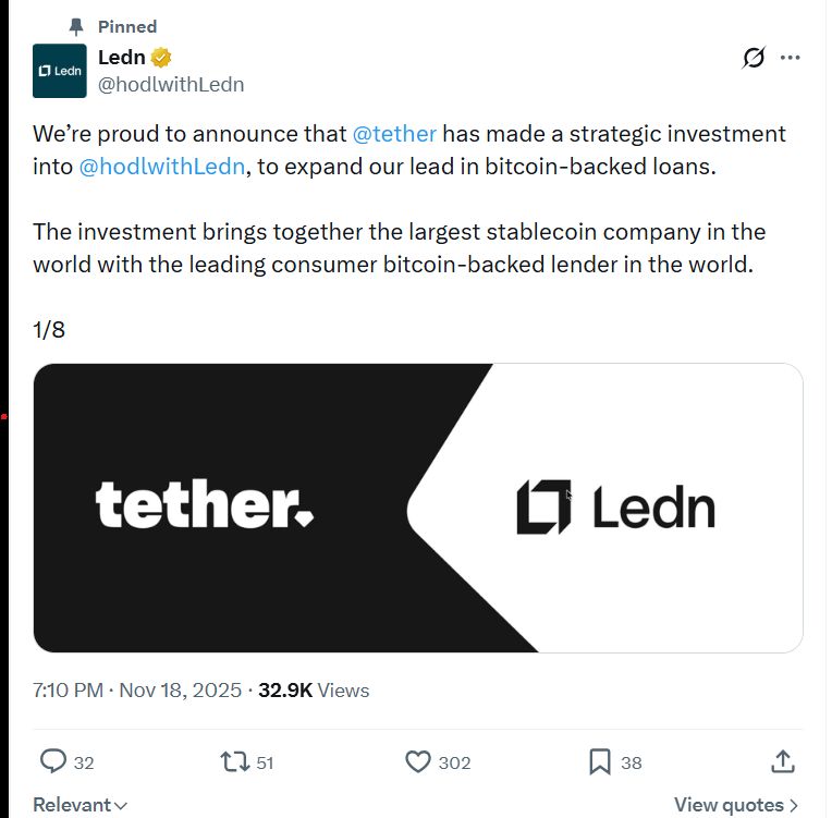 Bloomberg: شركة Ledn تجمع 188 مليون دولار في أول عملية توريق لقروض مدعومة بالبيتكوين