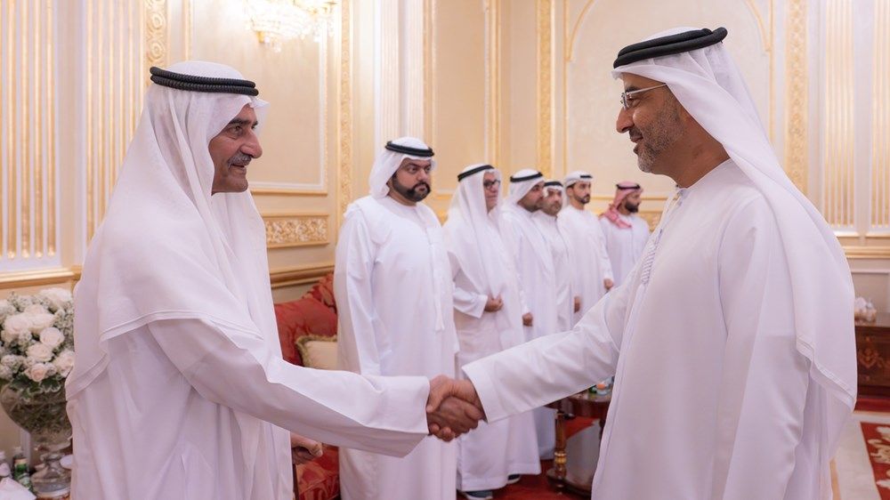حمد الشرقي يستقبل رئيس البرلمان العربي والمهنئين بشهر رمضان بحضور ولي عهد الفجيرة