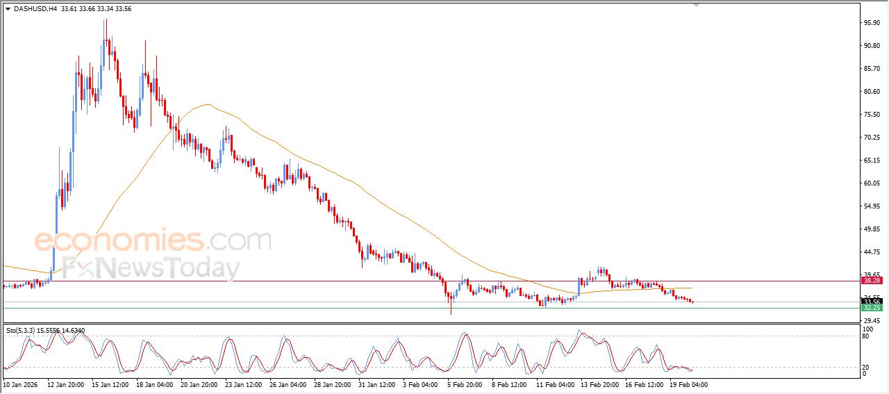 علة داش الرقمية (DASHUSD) يواصل الانخفاض – تحليل – 20-02-2026