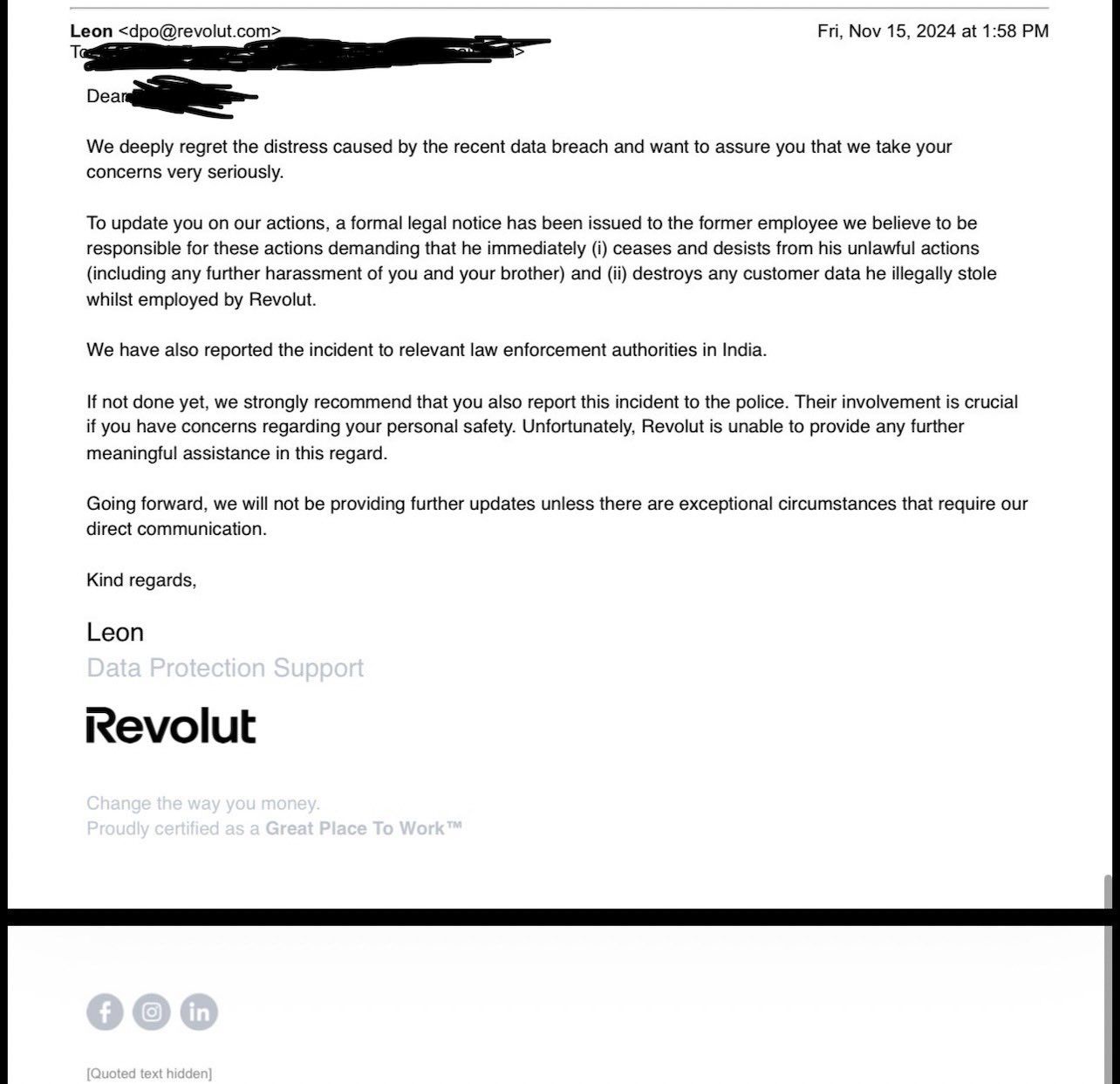 أكدت Revolut أن موظفًا سابقًا هدد بتسريب بيانات “اعرف عميلك” مقابل فدية بالعملات المشفرة