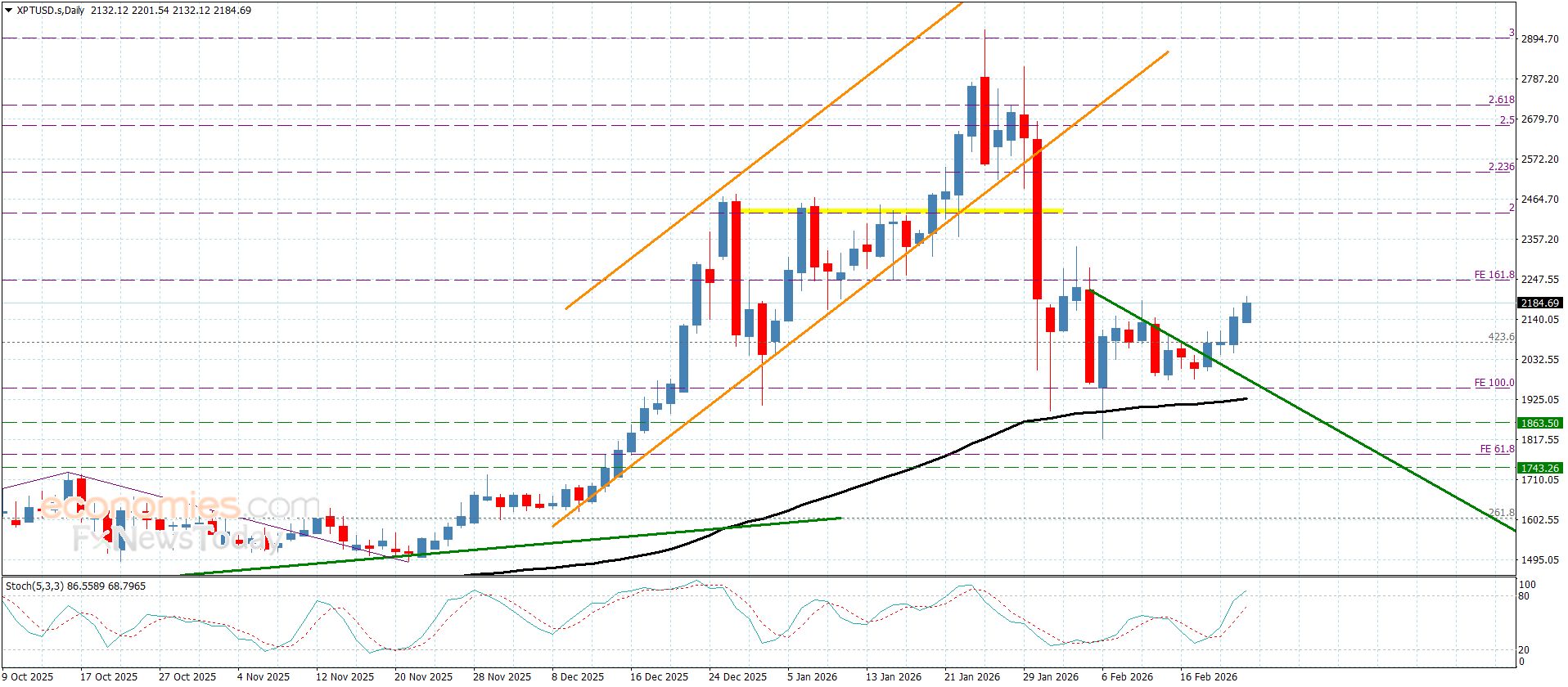 سعر البلاتين يستغل العوامل الإيجابية– توقعات اليوم 23-2-2026