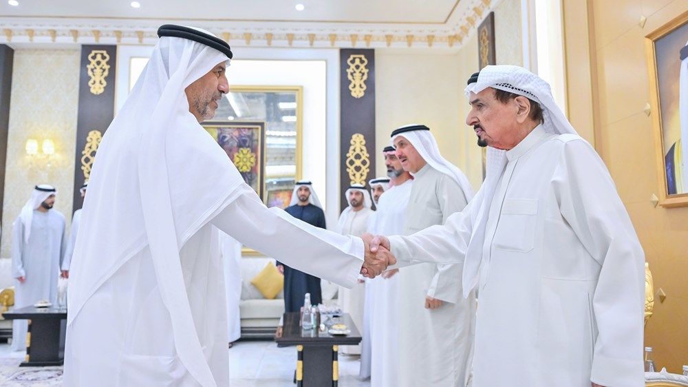 حاكم عجمان وولي عهده يتقبلان تهاني وفد المجلس الوطني الاتحادي بشهر رمضان