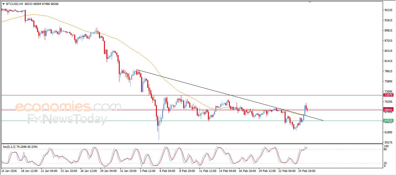سعر البتكوين (BTCUSD) يشهد جني أرباح مستحق – توقعات اليوم – 26-02-2026