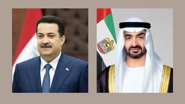 رئيس الدولة ورئيس وزراء العراق يبحثان تداعيات التصعيد في المنطقة على أمن دولها واستقرارها