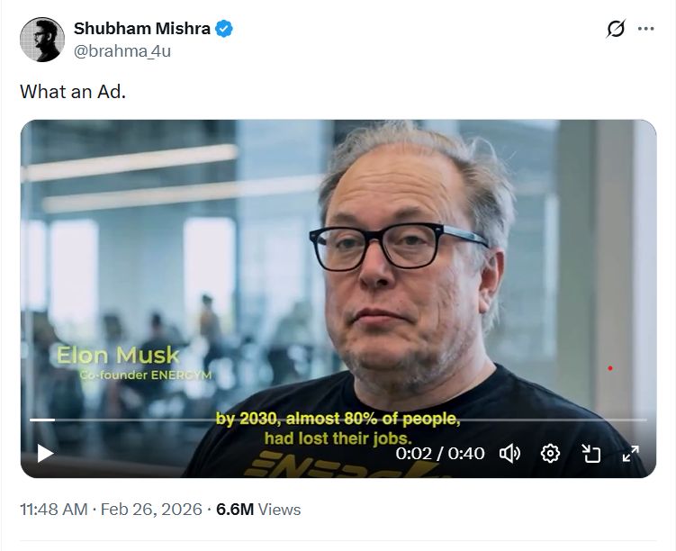 إعلان “Energym” الديستوبي المدعوم بالذكاء الاصطناعي ينتشر على نطاق واسع وسط ترويج مشاريع التشفير لوكلاء ذكاء اصطناعي مملوكين للمستخدمين