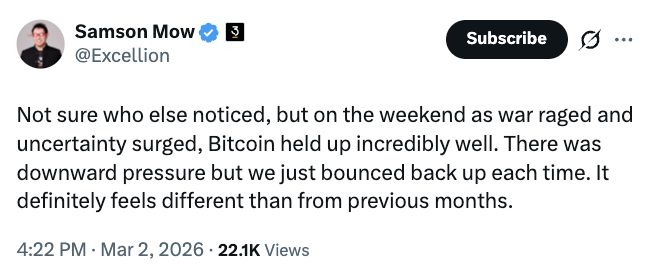 تدفقات بقيمة 458 مليون دولار إلى صناديق بيتكوين الفورية مع اتساع النزاع في الشرق الأوسط