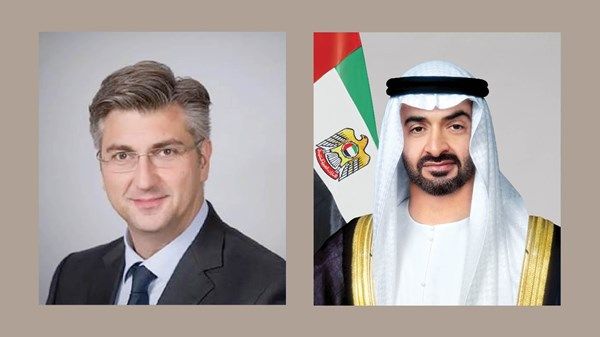 رئيس الدولة يتلقى اتصالاً من رئيس وزراء كرواتيا بحثا خلاله التطورات الإقليمية واعتداءات إيران على الإمارات ودول في المنطقة