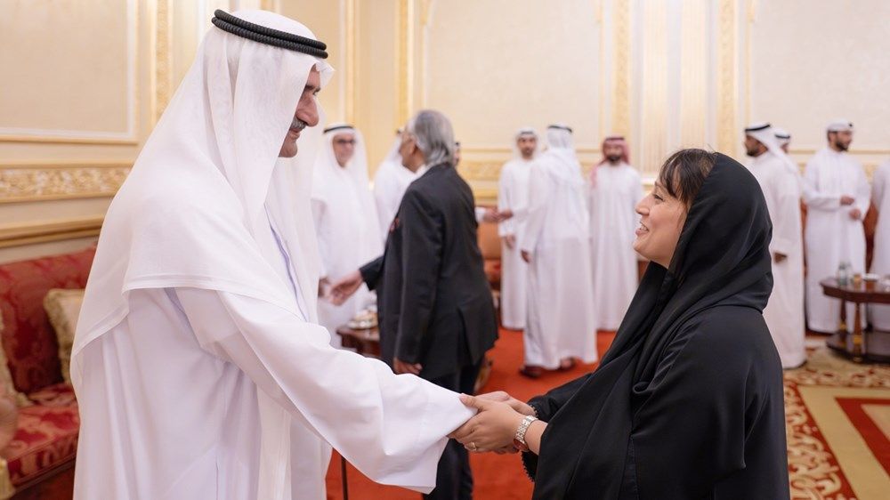 حمد الشرقي يستقبل جموع المهنئين بشهر رمضان بحضور ولي عهد الفجيرة