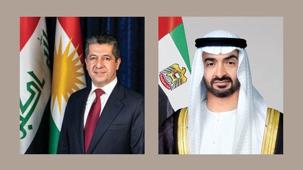 خلال اتصال هاتفي مع رئيس الدولة.. رئيس حكومة إقليم كردستان العراق يدين الهجوم الإرهابي على قنصلية الإمارات