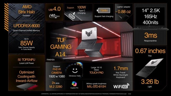 تكنولوجيا: حاسوب TUF Gaming A14 FA401EA من أسوس ينطلق بمعالج AMD وأداء رسومي مذهل