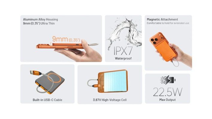 تكنولوجيا: بنك الطاقة Pocket 5 من نايت كور ينطلق بميزات مغناطيسية وكابل مدمج