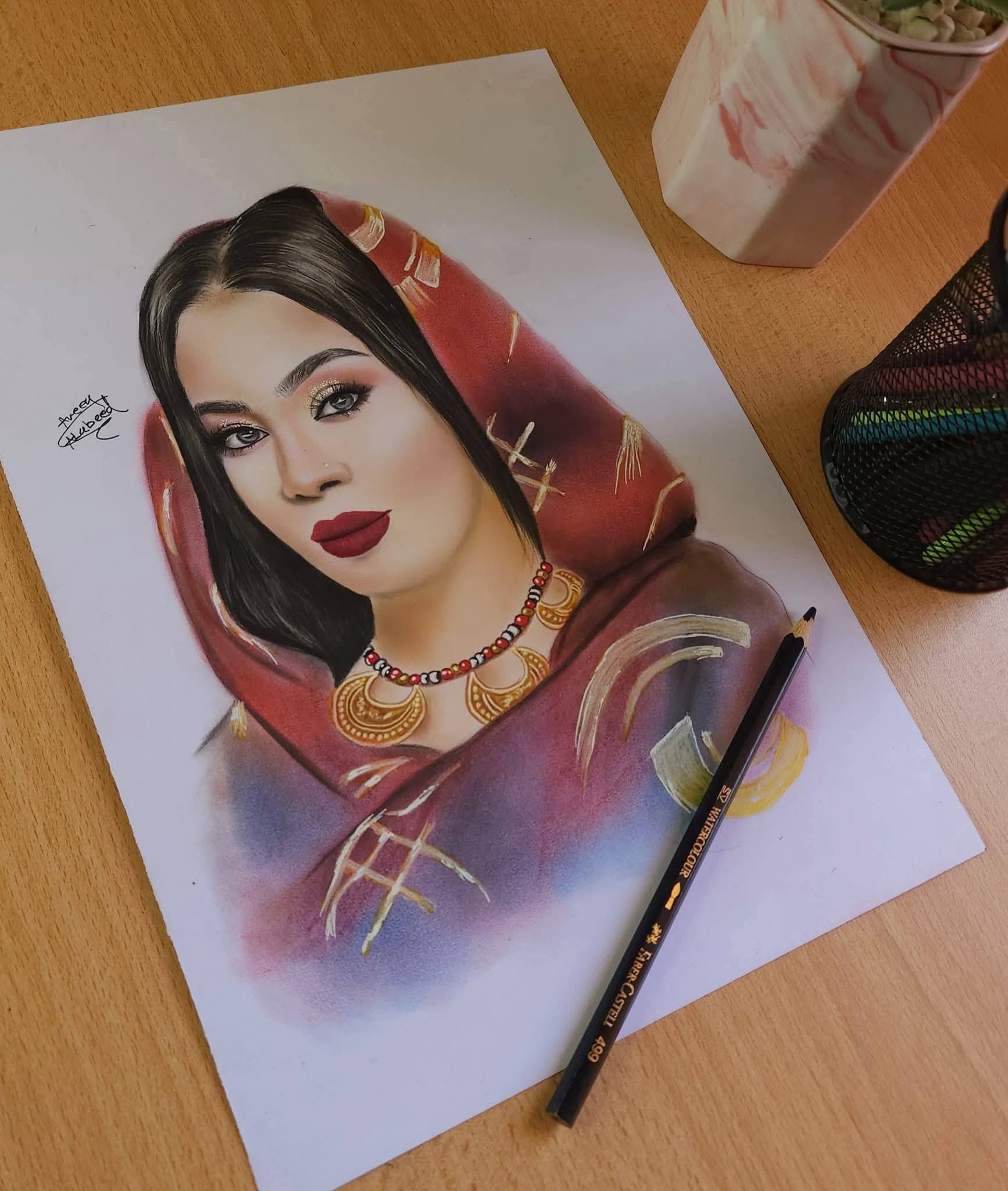 شاهد بالصور.. فنانة تشكيلية تبيع لوحة للمطربة إيمان الشريف بمبلغ مليار جنيه وتعرض أخرى للسلطانة هدى عربي