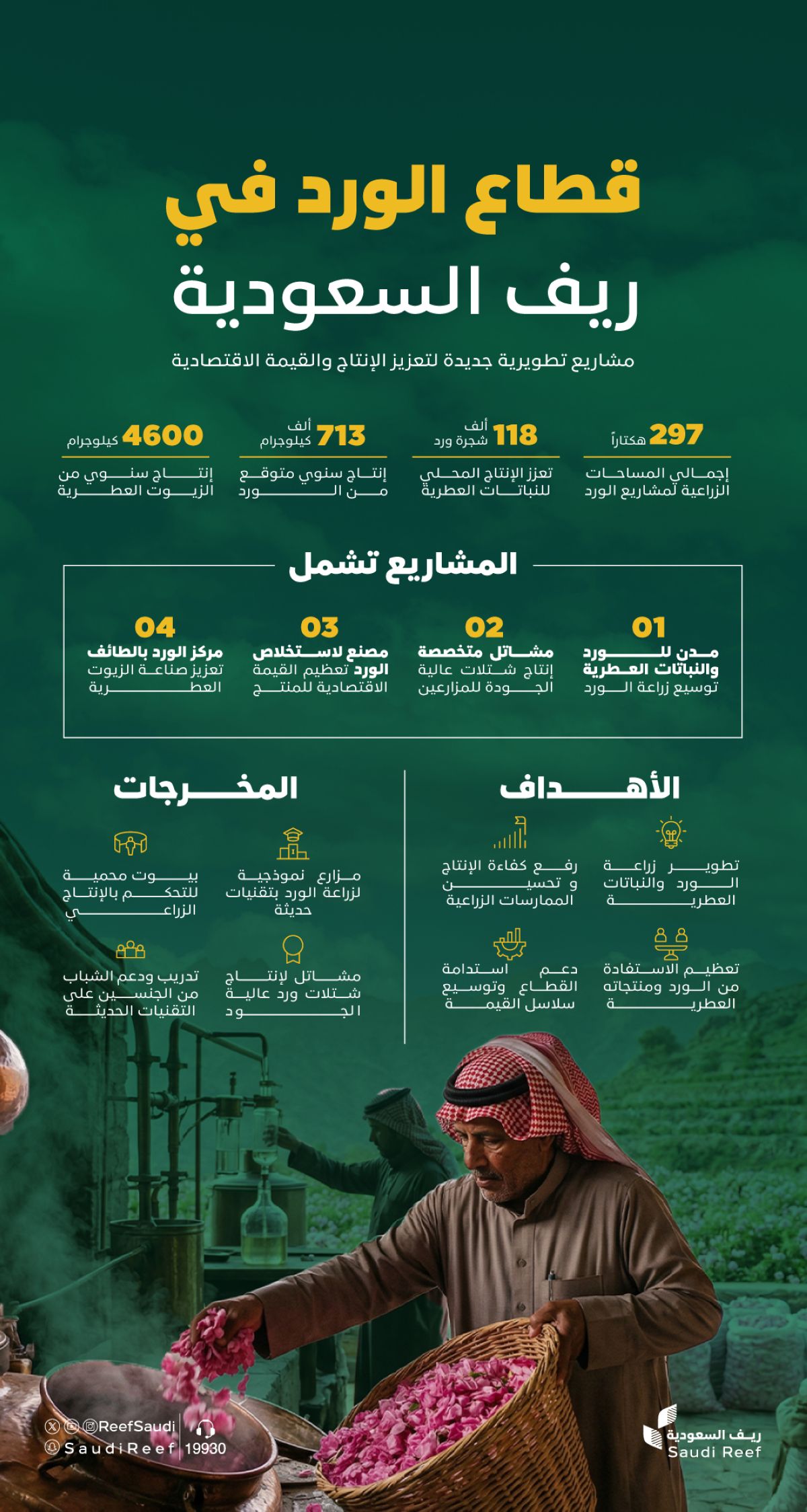 «ريف السعودية» يعلن عن إنشاء مدن ومشاتل ومصنع للورد