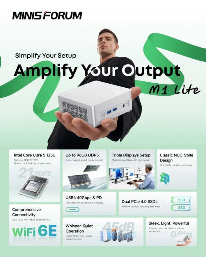 تكنولوجيا: حاسوب M1 Lite الصغير من مينيسفورم ينطلق بذاكرة عشوائية ضخمة ومنافذ متطورة