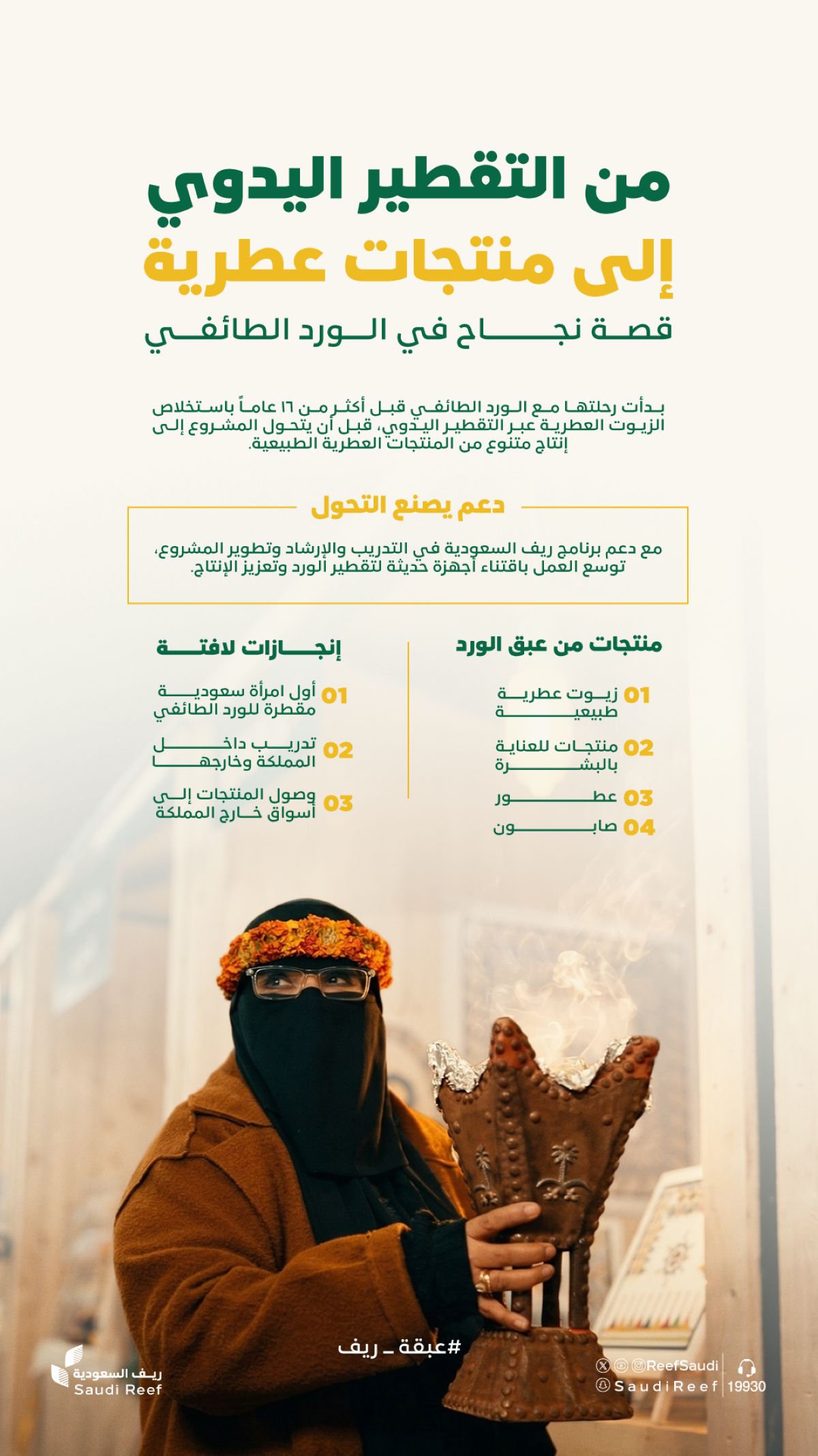 سعودية تبدع في استخلاص الزيوت العطرية من الورد الطائفي