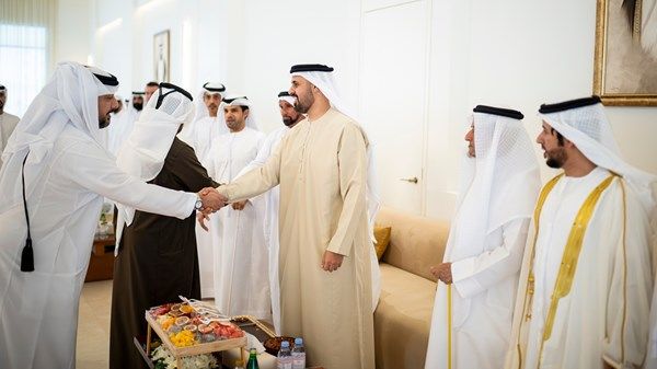 ذياب بن محمد بن زايد يحضر حفل استقبال بمناسبة زفاف محمد بخيت المنهالي