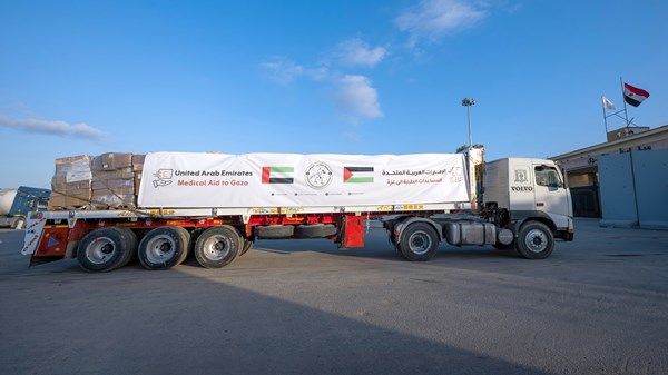 قافلة مساعدات طبية إماراتية تحمل 53 طناً تدخل قطاع غزة
