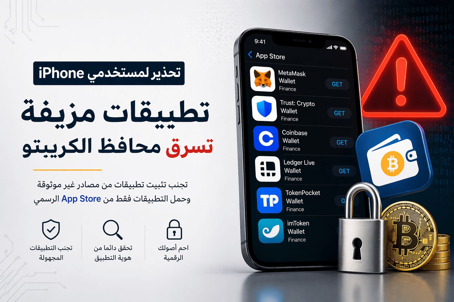 تحذير لمستخدمي الايفون: تطبيقات مزيفة تسرق محافظ الكريبتو من داخل App Store