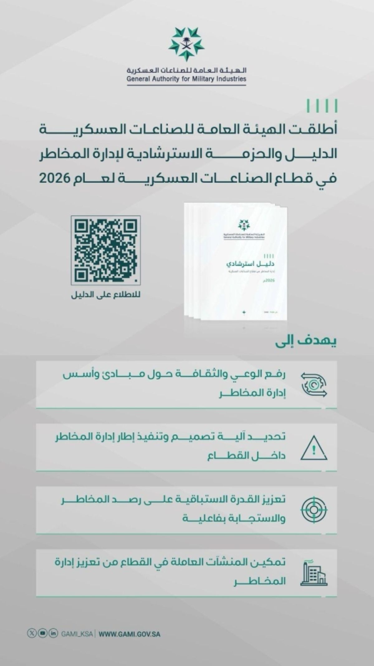 إطلاق الدليل والحزمة الاسترشادية لإدارة المخاطر 
في قطاع الصناعات العسكرية