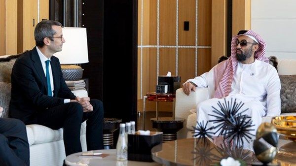 طحنون بن زايد يستعرض مع غونتر ساوتر العلاقات الاستراتيجية بين الإمارات وألمانيا
