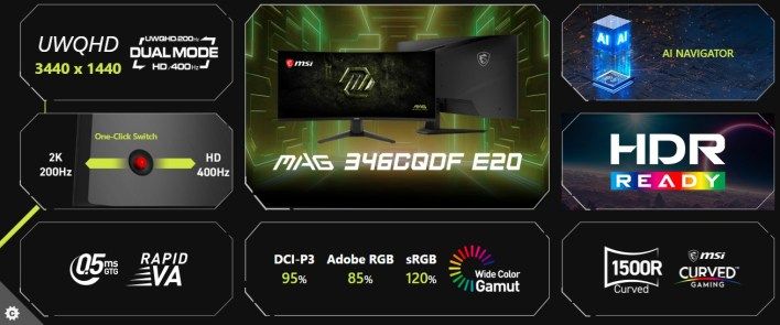 تكنولوجيا: شاشة MAG 346CQDF E20 الجديدة من MSI تجلب ألعابا مزدوجة الوضع بمعدل 400 Hz للشاشات الاقتصادية فائقة الاتساع