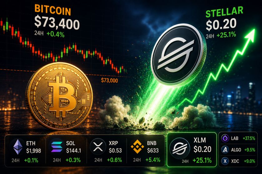 سعر البيتكوين يستقر فوق مستوى 73 ألف دولار بينما تواصل عملة XLM صعودها القوي