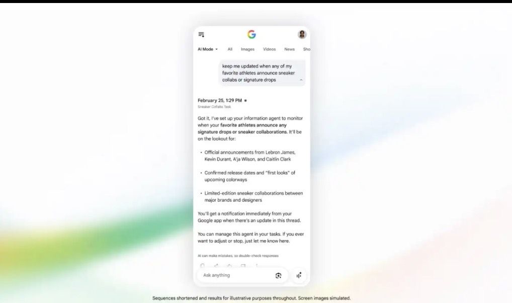تكنولوجيا: جوجل تضيف وكلاء ذكاء اصطناعي إلى البحث لمتابعة المعلومات تلقائيًا نيابةً عنك