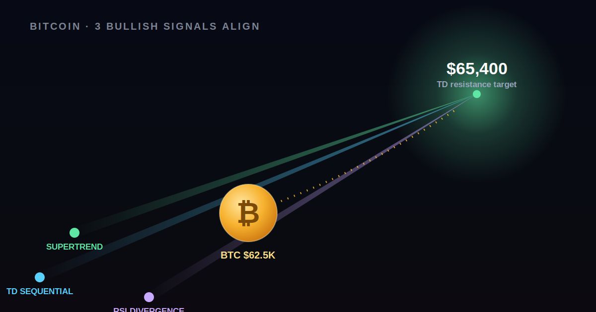 سعر البيتكوين يطلق 3 إشارات صعودية: هل يقترب مستوى 65 ألف دولار؟