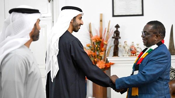 شخبوط بن نهيان يلتقي رئيس زيمبابوي ويبحثان تعزيز العلاقات الثنائية