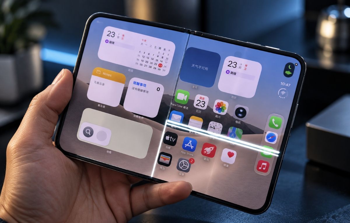 أزمة جديدة تلاحق آبل.. تشققات غامضة في شاشة iPhone Duo القابل للطي