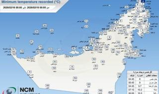 جبل جيس يسجل أدنى درجة حرارة في الإمارات